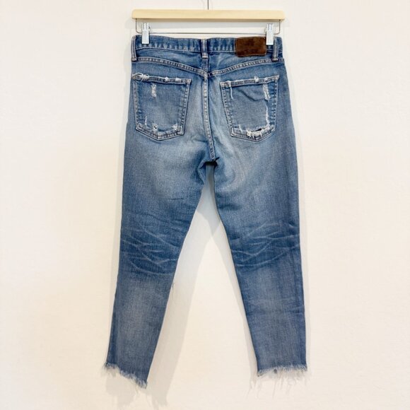 Moussy Vintage Isko Distressed Mid Rise Raw Hem Jeans Designer Ridgewood Blue 26 - Picture 9 of 9